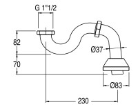 S-förmiger Siphon aus Messing mit Kappe 11/2" aus Messing