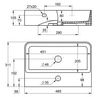 Treos Keramik Waschbecken mit Hahnloch
