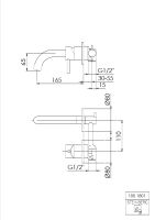 Steinberg 100 1801 Waschtisch-Armatur-Einhebelmischer, Ausladung 165 mm mit Nano