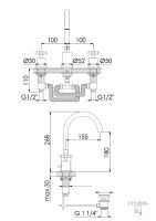 Steinberg 250 2000 3-Loch Waschtisch-Armatur; Ausladung 155 mm