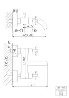 Steinberg 250 1100 Wanne/Brause-Zweigriffarmatur 1/2?, Ausladung 203 mm