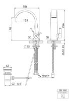 Steinberg 280 1000 Waschtisch-Einhebelmischer, Ausladung 155 mm