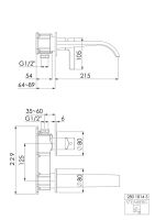 Steinberg 280 1814 3 Waschtisch-Wand-Einhebelmischer (Fertigmontageset), Ausladung 215 mm