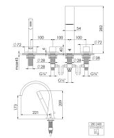 Steinberg 280 2400 4-Loch Wannenrand-Armatur, Ausladung 221 mm