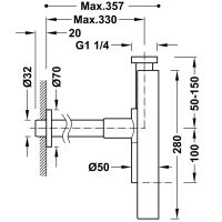 Tres Quadratischer Teleskopsiphon mit Sichtfenster und Stutzen für Waschbecken-10710342
