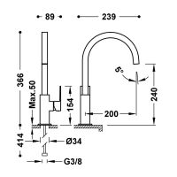 Tres CUADRO Einhebel-Waschtischmischer mit seitlichem Hebel. XL-106607