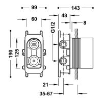 Tres STUDY Bausatz 2-Wege-Unterputz-Einhebelmischer Rapid-box für die Dusche-26238004