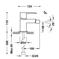Tres CUADRO Einhebel-Bidetmischer-00612001