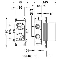 Tres FUJI Bausatz 3-Wege-Unterputz-Einhebelmischer Rapid-box für die Dusche-28137302