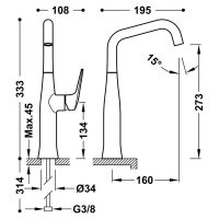 Tres FUJI Einhebel-Waschtischmischer mit seitlichem Hebel. L-28164701