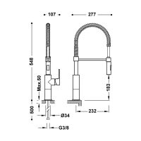 Tres KITCHENS Einhebelmischer mit abnehmbarem Auslauf und 2 Strahlarten für die Küche-03048501
