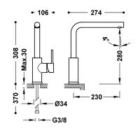 Tres KITCHENS Einhebelmischer für die Küche-23044006