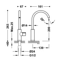 Tres KITCHENS Küchenarmatur mit 1 Strahl für gefiltertes Wasser-23050301