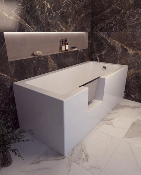 Uppsala Easy 170x75x45 cm Badewanne mit Tür links Schürzenversion: Vorwand Eck rechts