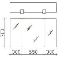 Pelipal 6025-SPS03-L-17 Spiegelschrank, weiß touch, 71,3 x 115 x 17 cm, Schalter rechts