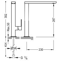 Tres LOFT Einhebel-Waschtischmischer mit seitlichem Hebel XXL