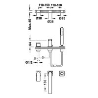 Tres LOFT Wannenrandarmatur Einlauf 180 mm