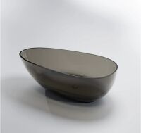 Steinberg Serie 489 Freistehende Badewanne ohne Überlauf aus Polyresin, inkl. Ablaufgarnitur mit Polyresin-Abdeckung, inkl, Ablaufschlauch DN 32, inkl. Siphon, graphit