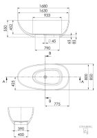 Steinberg Serie 489 Freistehende Badewanne ohne Überlauf aus Polyresin, inkl. Ablaufgarnitur mit Polyresin-Abdeckung, inkl, Ablaufschlauch DN 32, inkl. Siphon, graphit