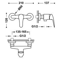 Tres BASE PLUS Einhebel-Brausemischer