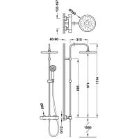 Tres BASE PLUS Thermostat-Aufputz-Duschsystem