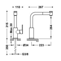 Tres Einhebelmischer mit abnehmbarem Auslauf und 2...