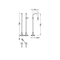 Tres Wasseranschlusswinkel zur Bodeninstallation für Wannenarmatur