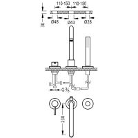 Tres STUDY Wannenrandarmatur
