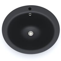 LAVABO A/S Gino 51 Einbauwaschtisch mit Hahnloch und Überlauf Schwarz Matt