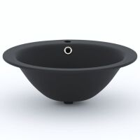 LAVABO A/S Gino 51 Einbauwaschtisch mit Hahnloch und Überlauf Schwarz Matt