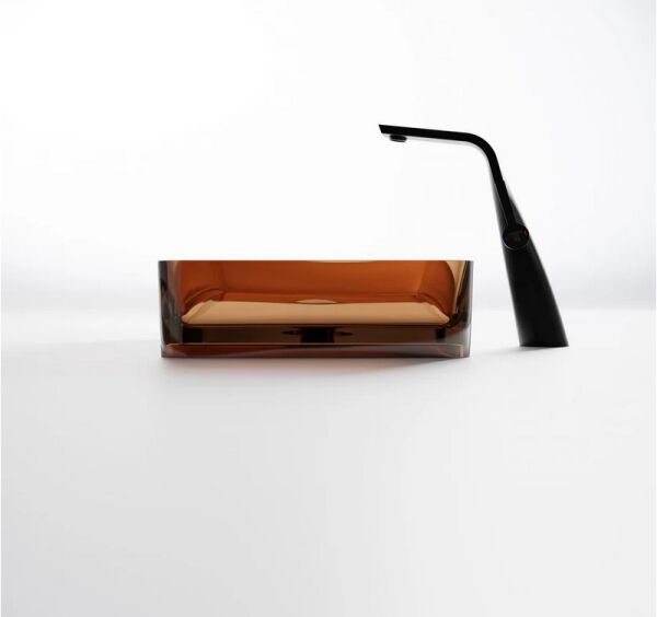 Steinberg Serie 489 Aufsatzwaschtisch ohne Überlauf rechteckig aus Polyresin, inkl. Schaftventil mit Polyresin-Abdeckung, 600 x 400 x 120 mm