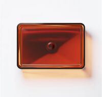 Steinberg Serie 489 Aufsatzwaschtisch ohne Überlauf rechteckig aus Polyresin, inkl. Schaftventil mit Polyresin-Abdeckung, 600 x 400 x 120 mm