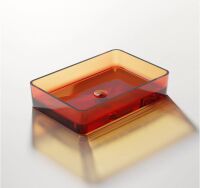 Steinberg Serie 489 Aufsatzwaschtisch ohne Überlauf rechteckig aus Polyresin, inkl. Schaftventil mit Polyresin-Abdeckung, 600 x 400 x 120 mm