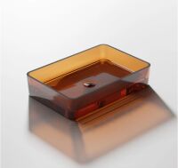 Steinberg Serie 489 Aufsatzwaschtisch ohne Überlauf rechteckig aus Polyresin, inkl. Schaftventil mit Polyresin-Abdeckung, 600 x 400 x 120 mm