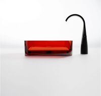 Steinberg Serie 489 Aufsatzwaschtisch ohne Überlauf rechteckig aus Polyresin, inkl. Schaftventil mit Polyresin-Abdeckung, 600 x 400 x 120 mm