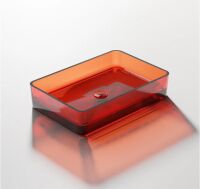 Steinberg Serie 489 Aufsatzwaschtisch ohne Überlauf rechteckig aus Polyresin, inkl. Schaftventil mit Polyresin-Abdeckung, 600 x 400 x 120 mm