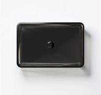 Steinberg Serie 489 Aufsatzwaschtisch ohne Überlauf rechteckig aus Polyresin, inkl. Schaftventil mit Polyresin-Abdeckung, 600 x 400 x 120 mm